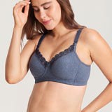 Gratlin Cotton Wireless Support Breastfeeding Bras Blue Marl