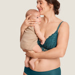 Women's Supportive Lace Nursing Bralette Spruce Green @model_info:MOM2
