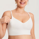 Women's Ribbed V Neck Nursing Bralette Iceland White