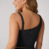 Women's Hugcurve One Shoulder Longline Sports Bra - Detachable Shoulder Strap Black
