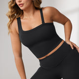 Women's Hugcurve One Shoulder Longline Sports Bra - Detachable Shoulder Strap Black