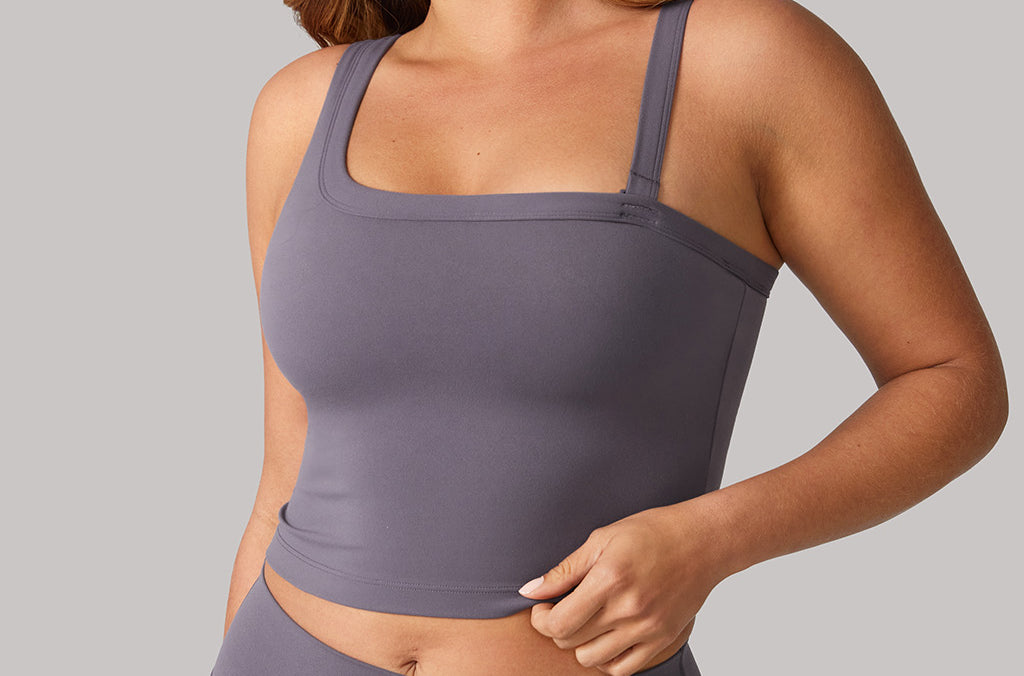 Women's Hugcurve One Shoulder Longline Sports Bra - Detachable Shoulder Strap Concrete