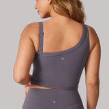 Women's Hugcurve One Shoulder Longline Sports Bra - Detachable Shoulder Strap Concrete