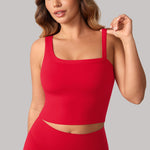 Women's Hugcurve One Shoulder Longline Sports Bra - Detachable Shoulder Strap Aurora Red