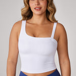 Women's Hugcurve One Shoulder Longline Sports Bra - Detachable Shoulder Strap White