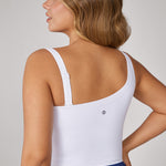Women's Hugcurve One Shoulder Longline Sports Bra - Detachable Shoulder Strap White