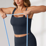 Women's Hugcurve One Shoulder Longline Sports Bra - Detachable Shoulder Strap Twilight Blue