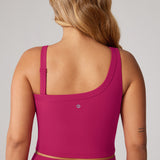 Women's Hugcurve One Shoulder Longline Sports Bra - Detachable Shoulder Strap Rose Magenta