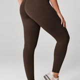 Women's Hugcurve Hidden Scrunch Butt Leggings 25" - No Front Seam Clay Brown