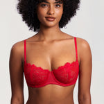 Women's Lace Balconette Underwire Bra Lipstick Red @model_info:ES1