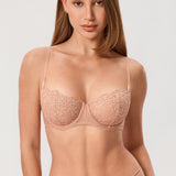 Women's Lace Balconette Underwire Bra Cream Coffee @model_info:M1