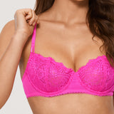 Women's Lace Balconette Underwire Bra Bright Fuchsia @model_info:ES3