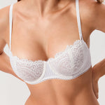 Women's Lace Balconette Underwire Bra White @model_info:M2
