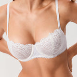 Women's Lace Balconette Underwire Bra White @model_info:M2