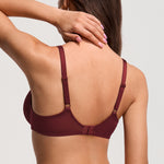 Women's Sexy Mesh Underwire Balconette Bra Dark Red @model_info:ES2
