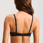 DOBREVA Mesh Sheer Demi Underwire Unlined Balconette Bra With Lace Trim Black