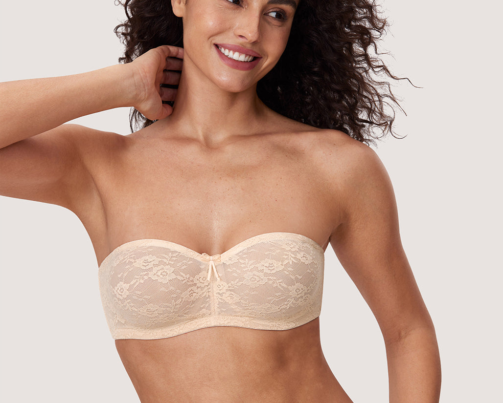 Women's Lace Strapless Bra Beige