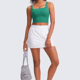 CRZ YOGA Women's Square Neck Longline Sports Bra Cascadia Green