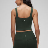 CRZ YOGA Women's Square Neck Longline Sports Bra Legend Green