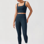 CRZ YOGA Women's Square Neck Longline Sports Bra True Navy