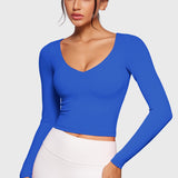 Women's Natrelax V-Neck Long Sleeve Tops Royal
