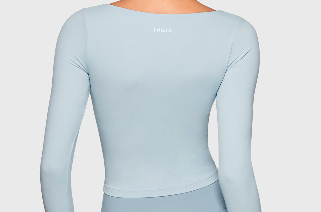 Women's Natrelax V-Neck Long Sleeve Tops Blue Linen