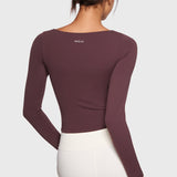 Women's Natrelax V-Neck Long Sleeve Tops Americano