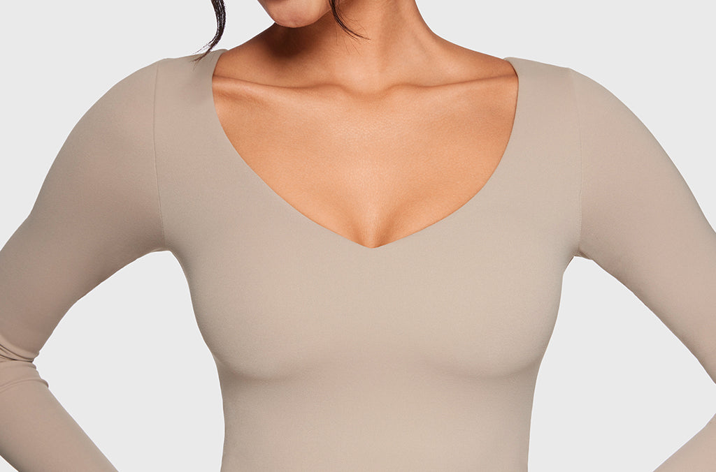 Women's Natrelax V-Neck Long Sleeve Tops Sand