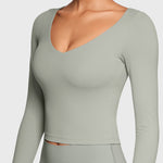 Women's Natrelax V-Neck Long Sleeve Tops Mineral