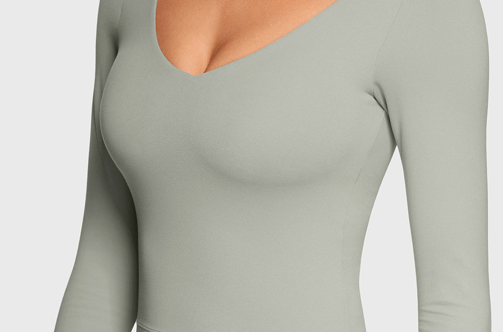 Women's Natrelax V-Neck Long Sleeve Tops Mineral