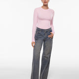 Women's Single-Layer Basic Long Sleeve Shirts Sweet Pink