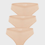 Women's Smooth High Cut Cheeky Briefs 3 Pack Warm Beige (3pack)