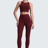 CRZ YOGA Women's Yoga Leggings 25" with Pockets Red Merlot