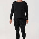 Women's Pima Cotton Boat Neck Long Sleeve Shirts Heathered Medium Grey