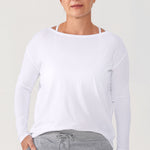 Women's Pima Cotton Boat Neck Long Sleeve Shirts Black