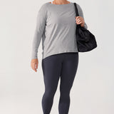 Women's Pima Cotton Boat Neck Long Sleeve Shirts Heathered Medium Grey