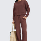 CRZ YOGA Women's Cotton Fleece Lined Sweatpants 30" Pomegranate