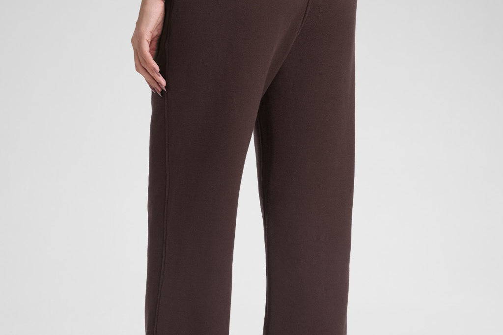 CRZ YOGA Women's Cotton Fleece Lined Sweatpants 30" Hot Fudge Brown