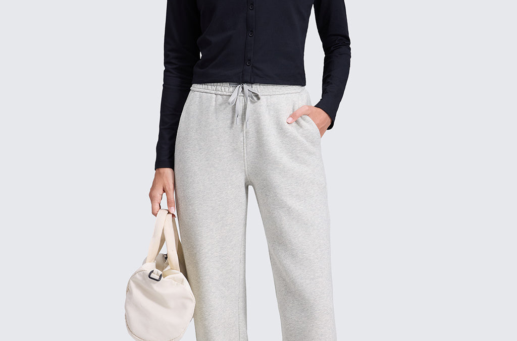 CRZ YOGA Women's Cotton Fleece Lined Sweatpants 30" Milky White