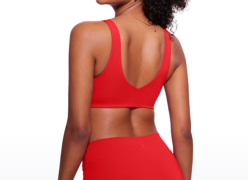 CRZ YOGA V Neck Bikini Padded Tops Swimsuit Deep Red