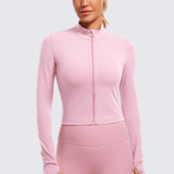 Women's Butterluxe Cropped Outerwear Full Zip Jackets French Navy