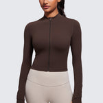 Women's Butterluxe Cropped Outerwear Full Zip Jackets Hot Fudge Brown