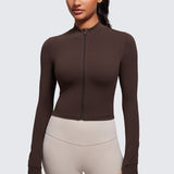 Women's Butterluxe Cropped Outerwear Full Zip Jackets Hot Fudge Brown