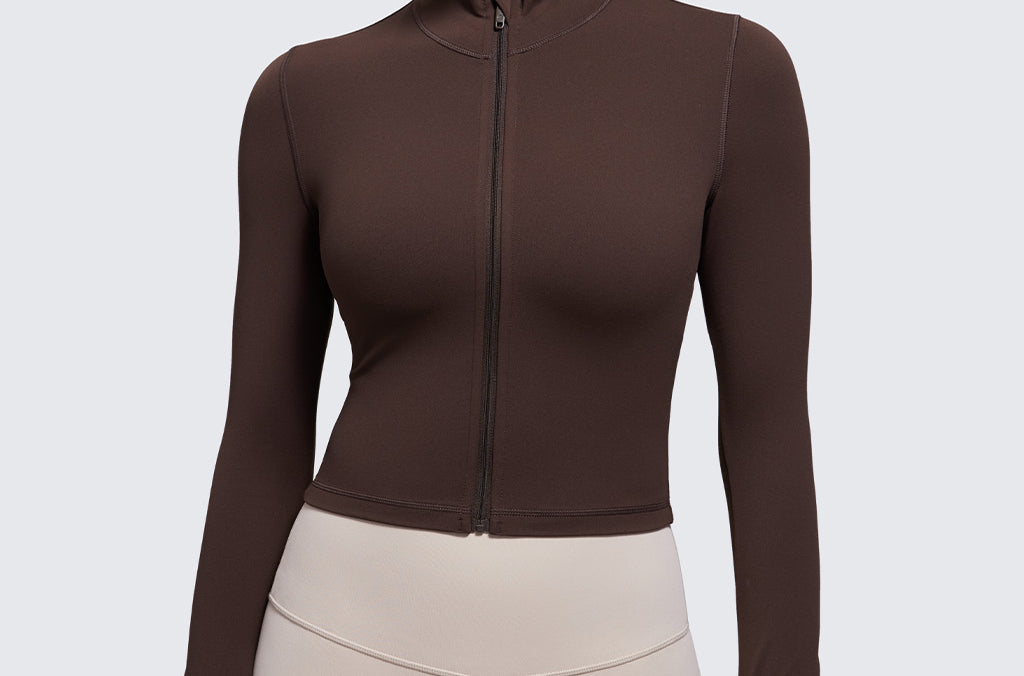 Women's Butterluxe Cropped Outerwear Full Zip Jackets Hot Fudge Brown
