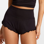 SOULVOR Fold Over Pleated Sleep Shorts Black