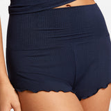 SOULVOR Fold Over Pleated Sleep Shorts Deep Ocean Blue