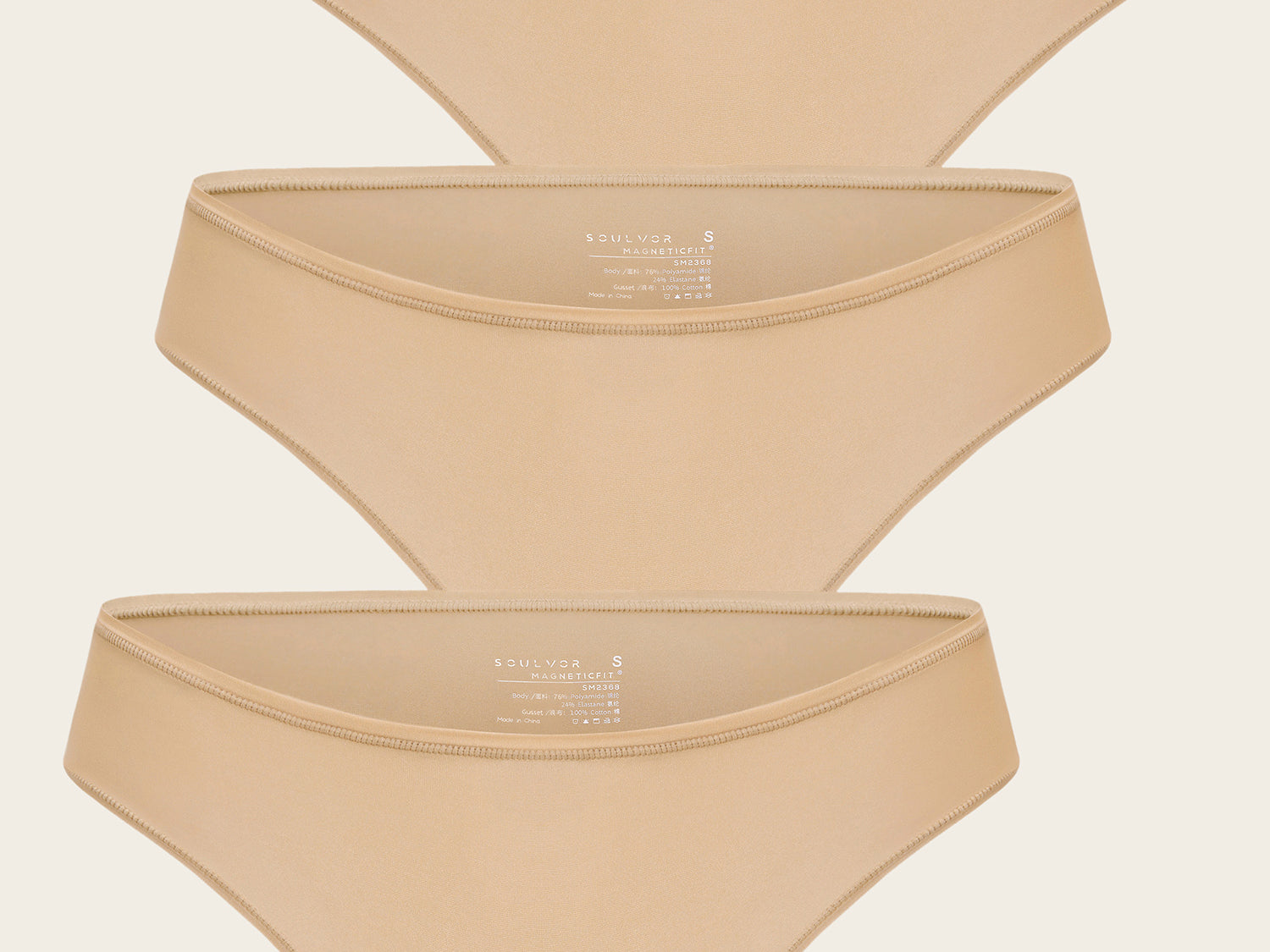 Women's Cheeky High Cut Bikini 3 Pack Soft Tan (3pack)
