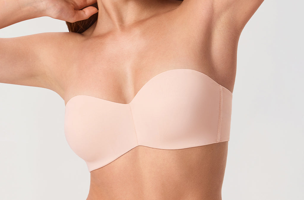 Women's Underwire Strapless Bra Apricot Pink @model_info:ESA4