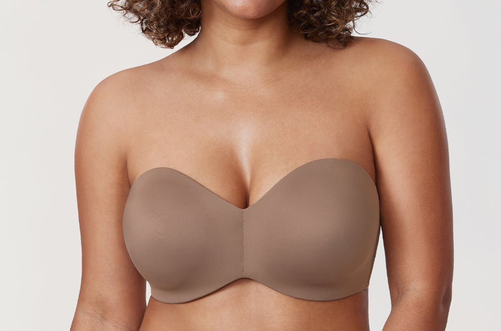 Women's Underwire Strapless Bra Brown Purple @model_info:ES1