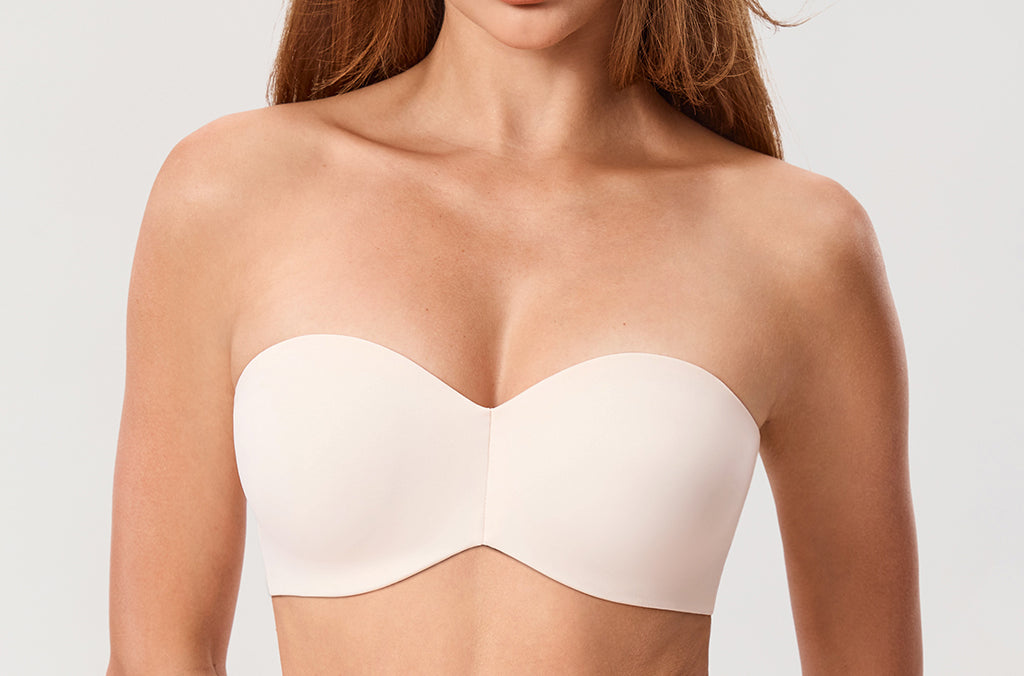 Women's Underwire Strapless Bra Rose White @model_info:ESA1